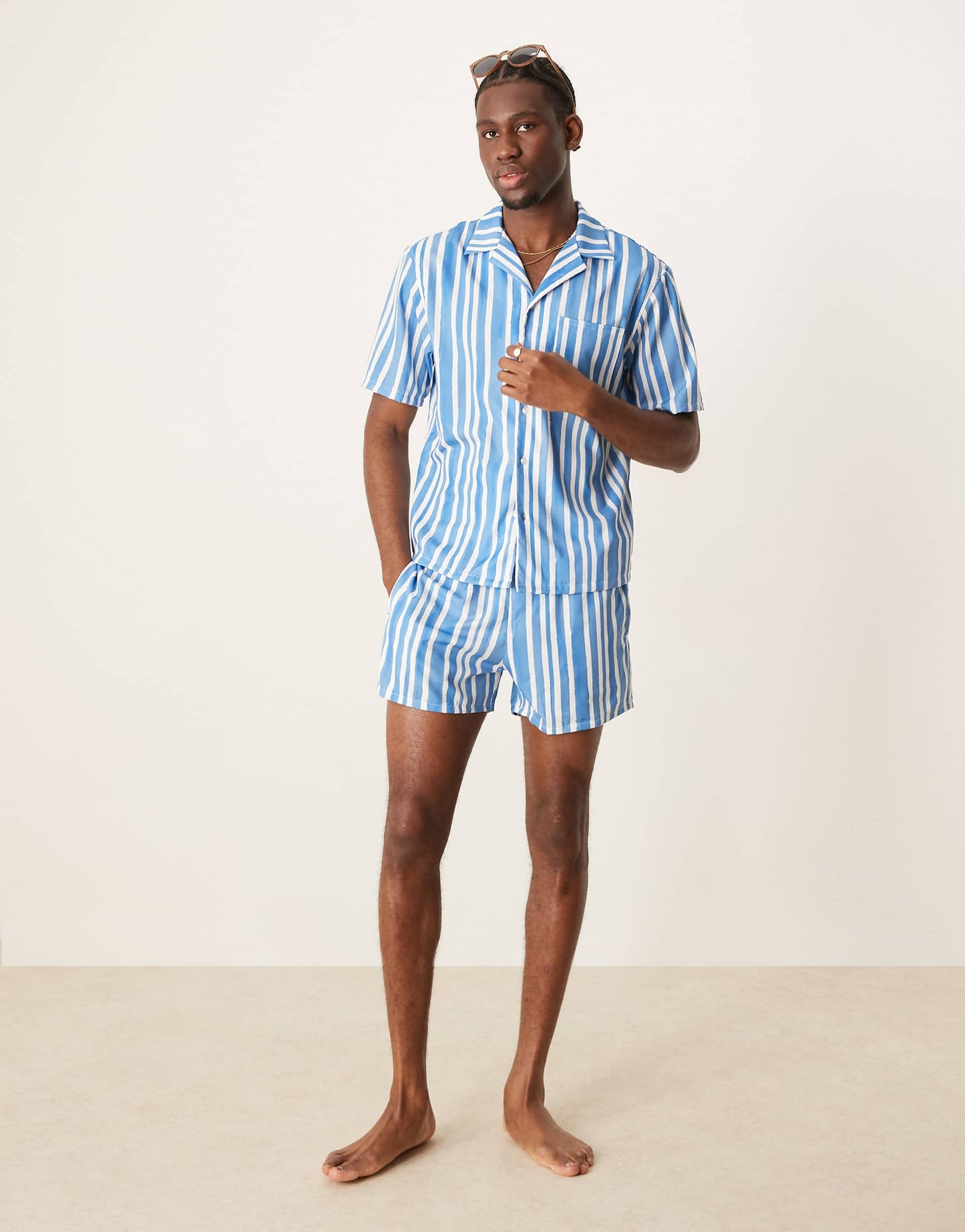 Stripe Short Sleeve Beach Shirt