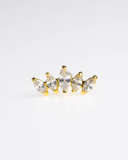Gold Surgical Steel Graduated Marquise Stone Barbell Earrings