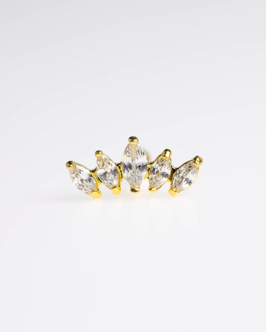 Gold Surgical Steel Graduated Marquise Stone Barbell Earrings