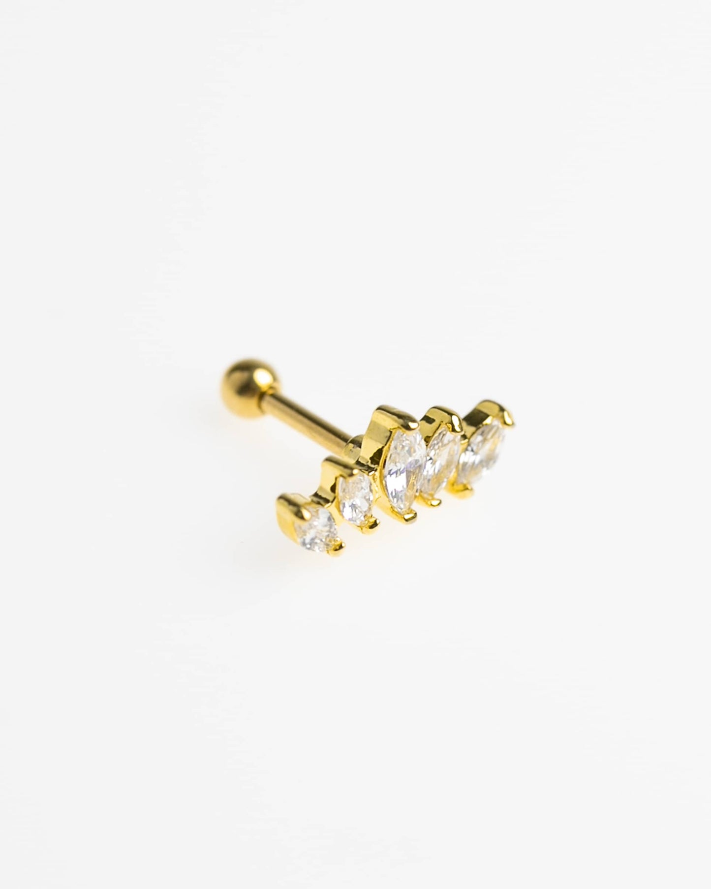 Gold Surgical Steel Graduated Marquise Stone Barbell Earrings