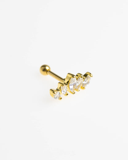 Gold Surgical Steel Graduated Marquise Stone Barbell Earrings