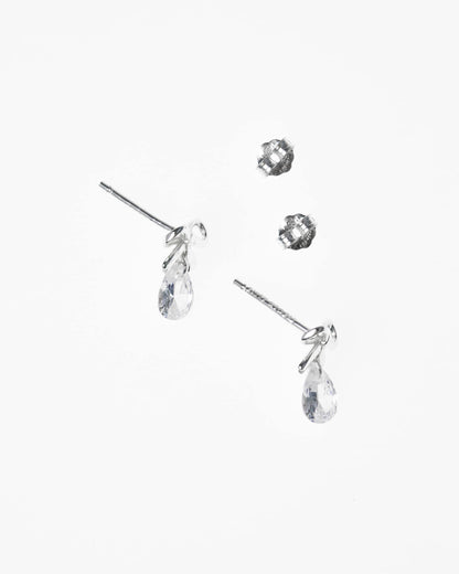 Sterling Silver Bow & Pear Drop Earrings