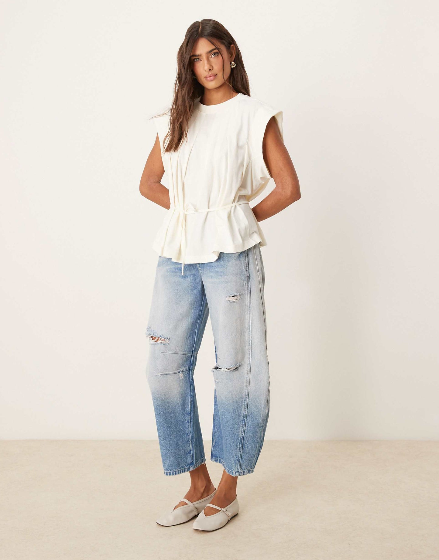 Trapeze T-Shirt With Tie Waist