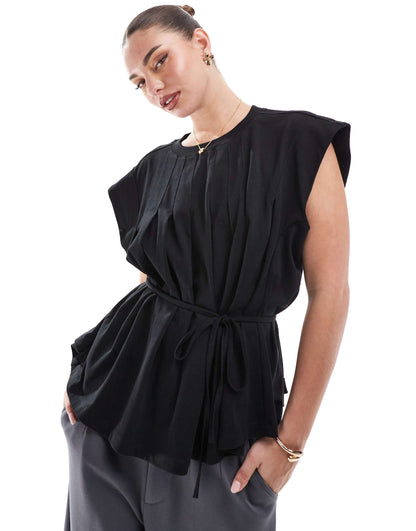 Trapeze T-Shirt With Tie Waist