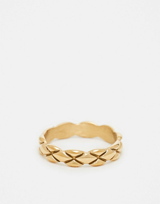 Waterproof Stainless Steel Band Ring With Engraved Detail