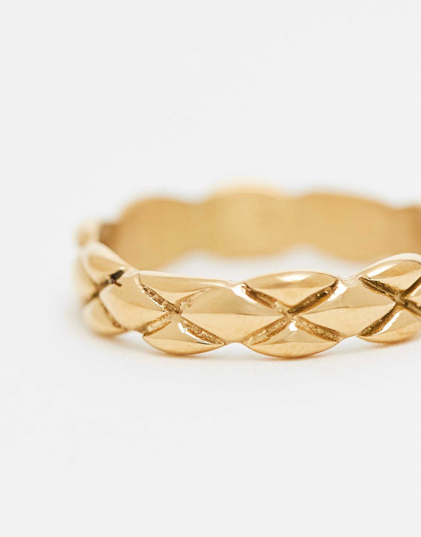 Waterproof Stainless Steel Band Ring With Engraved Detail