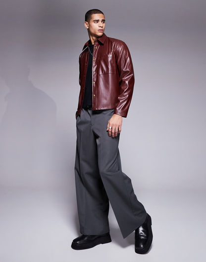 Co-Ord Faux Leather Oversized Boxy Shirt