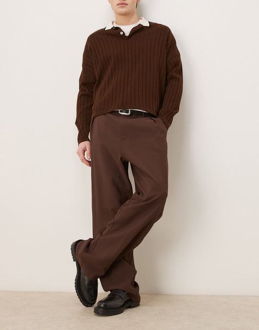 Wide Leg Smart Trousers With Pleats