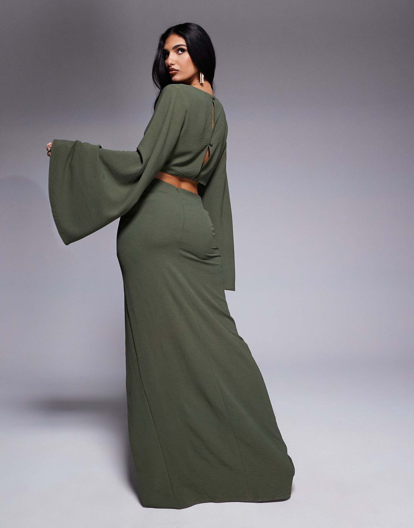 Tall Channel Detail Cutout Long Sleeve Maxi Dress