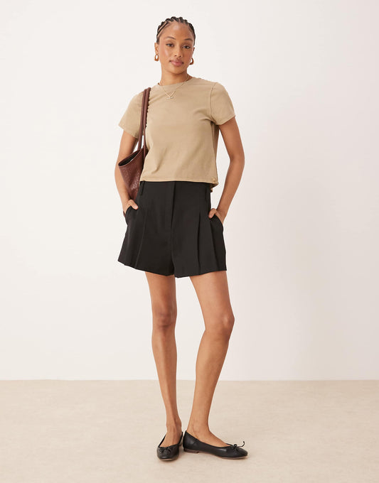 Tall Tailored High Waist Belted Shorts