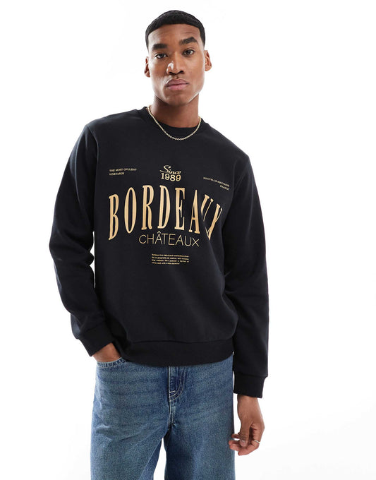 Oversize Sweatshirt With Bordeau Print