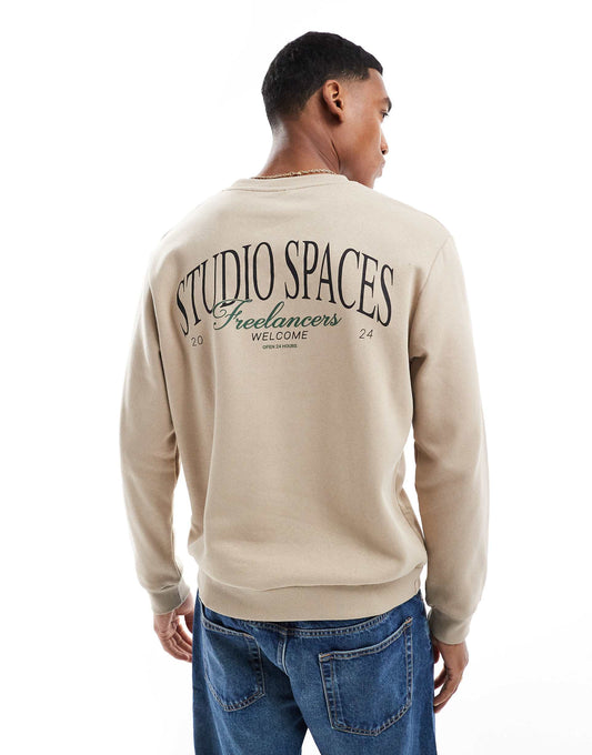 Oversize Sweatshirt With Studio Spaces Print