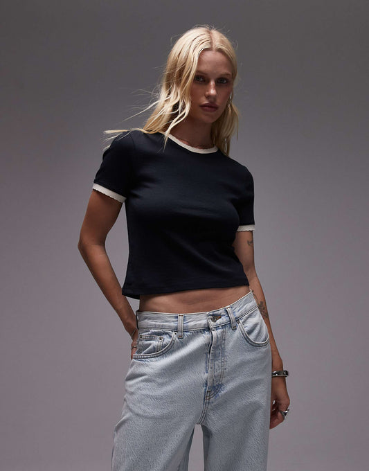 Contrast Frill Edge Everyday Tee