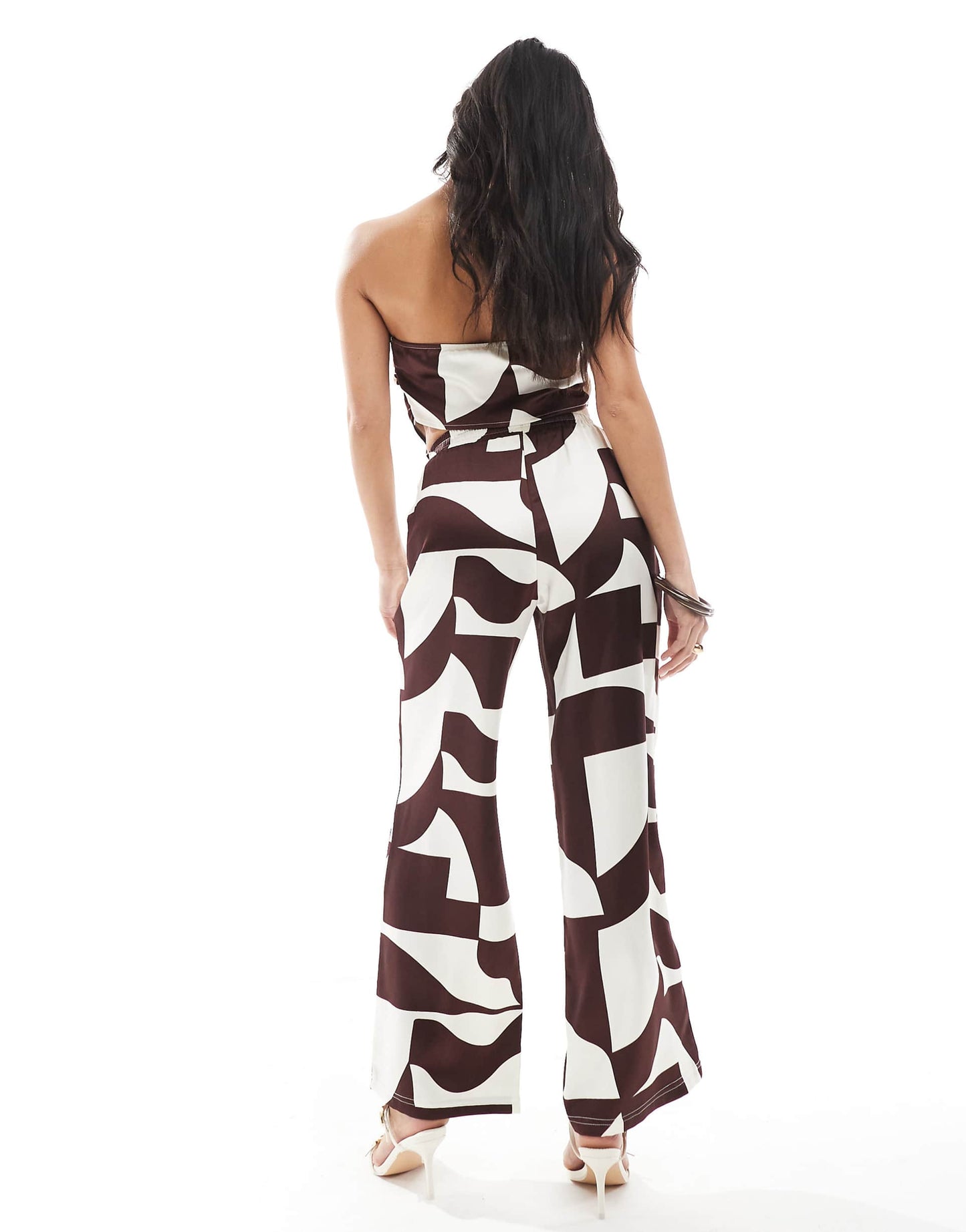 Petite Drawstring Satin Wide Leg Trousers Co-Ord