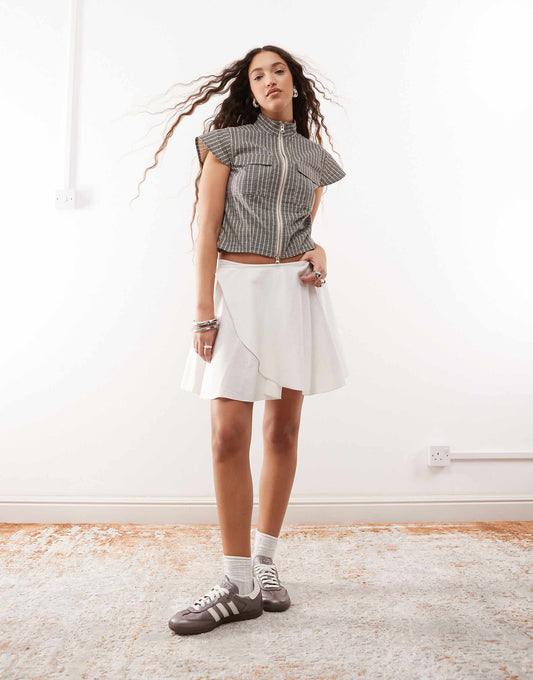 Linen Wrap Mini Skirt