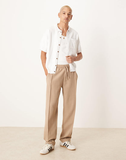 Relaxed Boxy Fit Midweight Knitted Cotton Button Through Polo