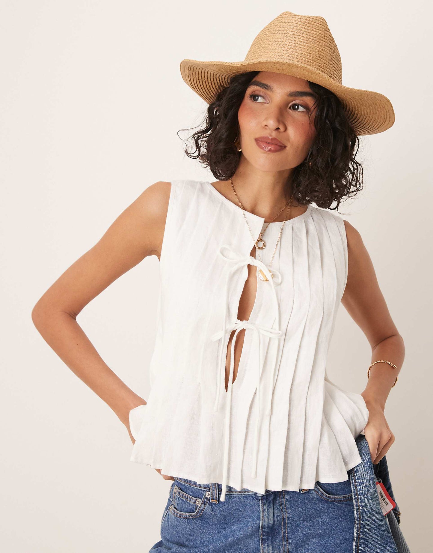 Valeria Tie Front Linen Top