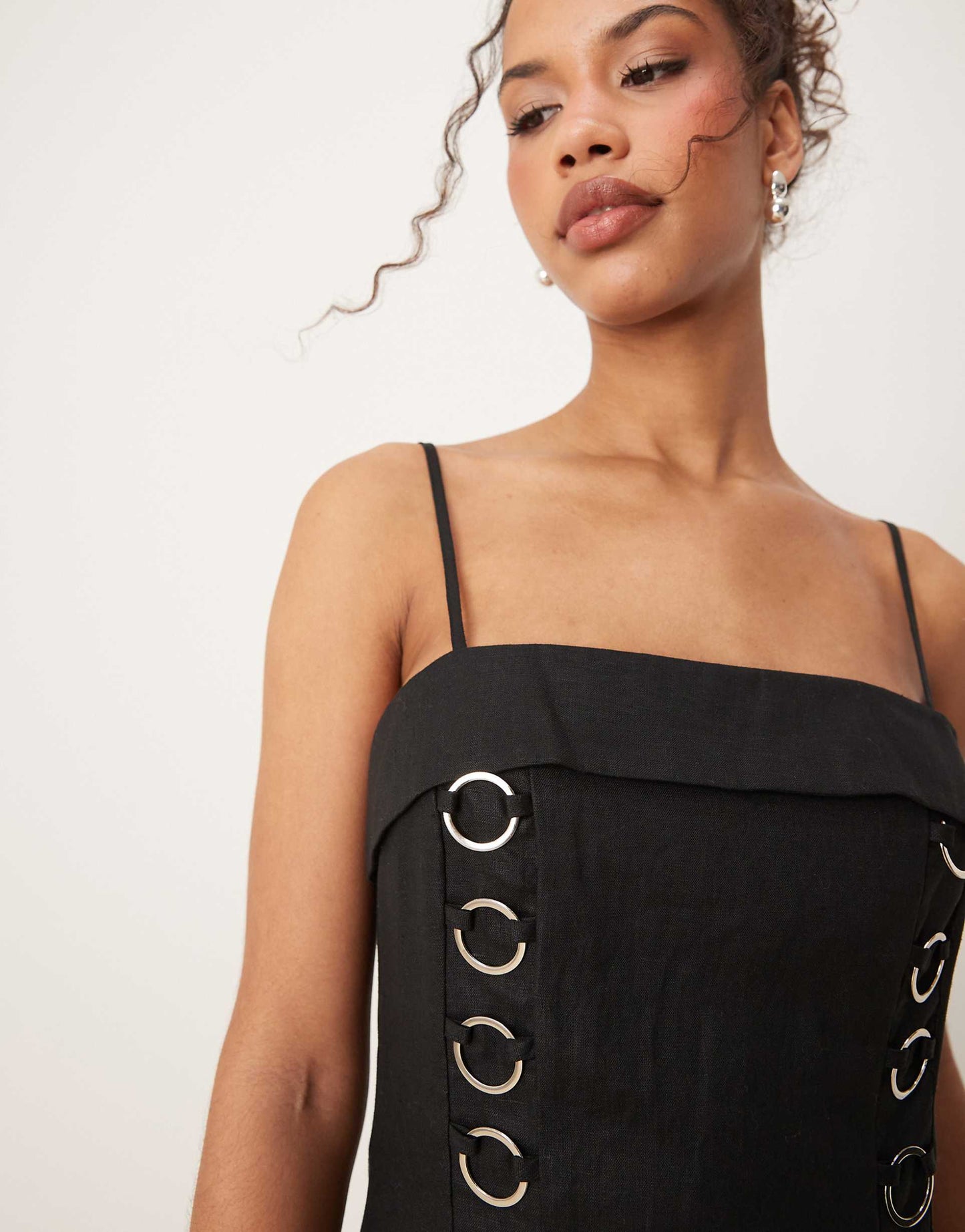 Alessa Linen Mini Dress With Eyelets