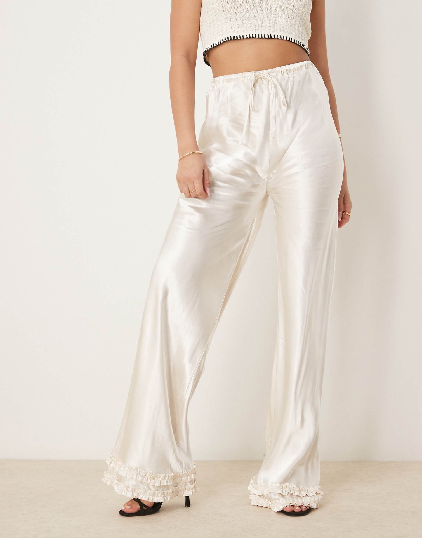 Citara Satin Pants With Hem Detail