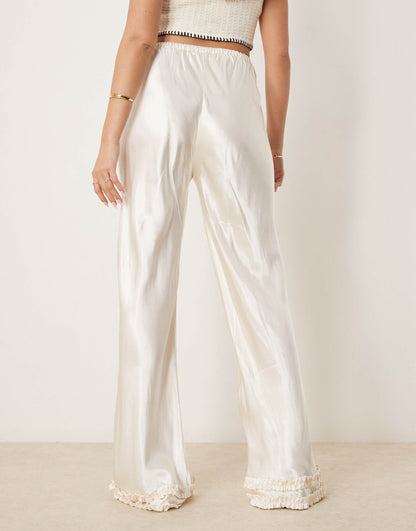 Citara Satin Pants With Hem Detail