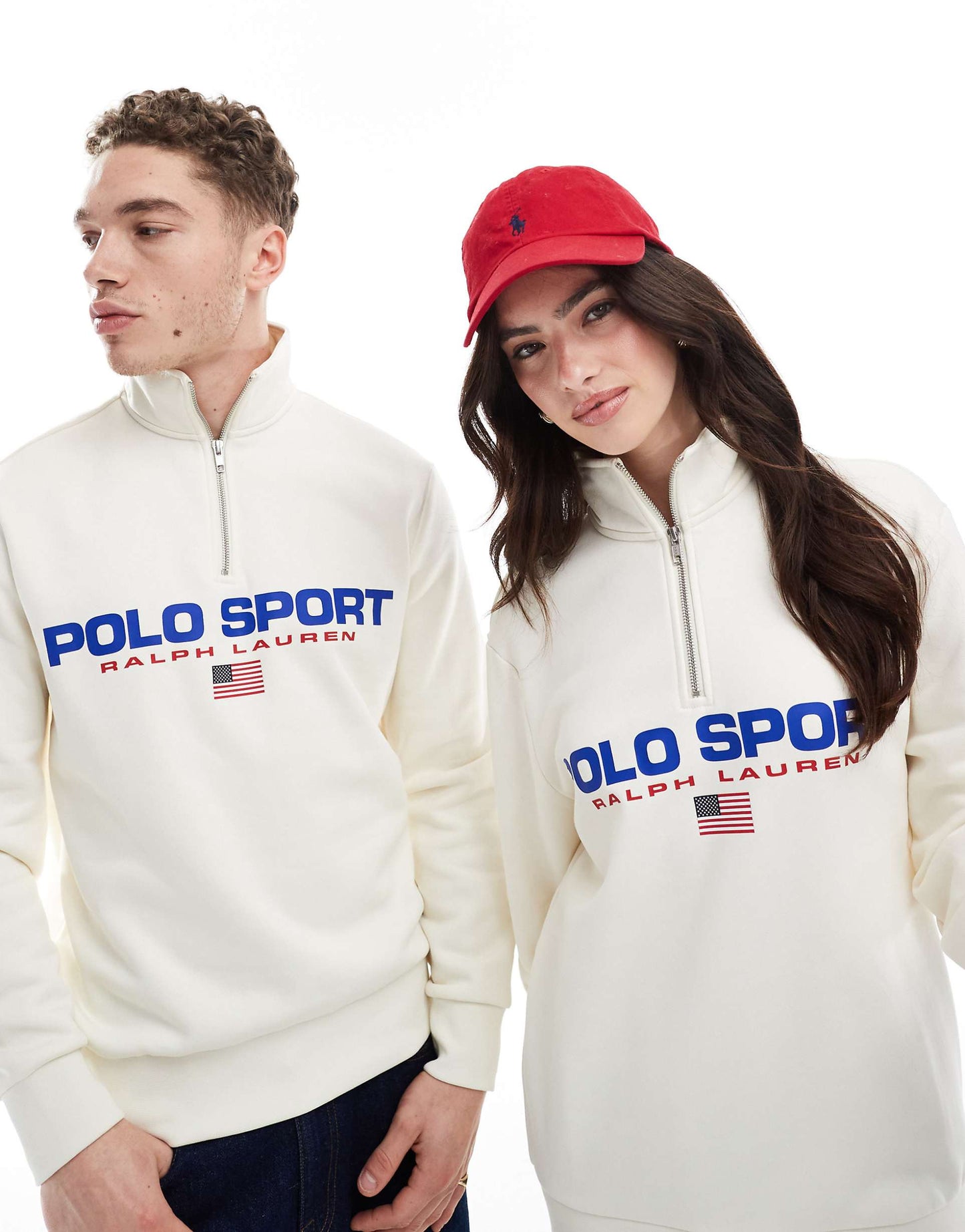 Sport Capsule Unisex Large Flag Chest Logo Half Zip Sweatshirt