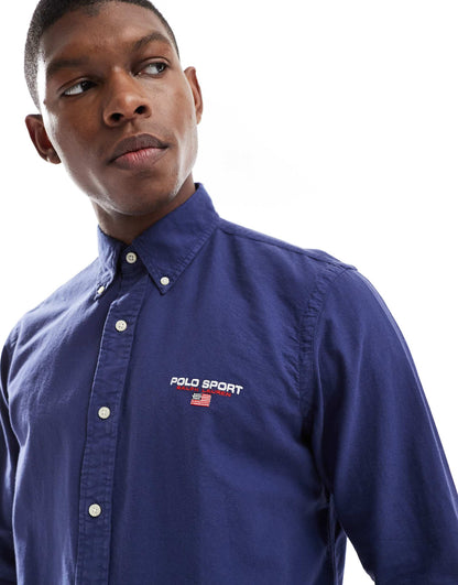 Sport Capsule Small Logo Garment Dyed Oxford Shirt Classic Oversized Fit