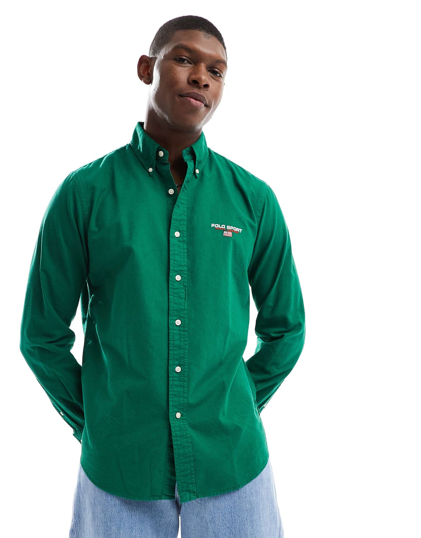 Sport Capsule Small Logo Garment Dyed Oxford Shirt Classic Oversized Fit