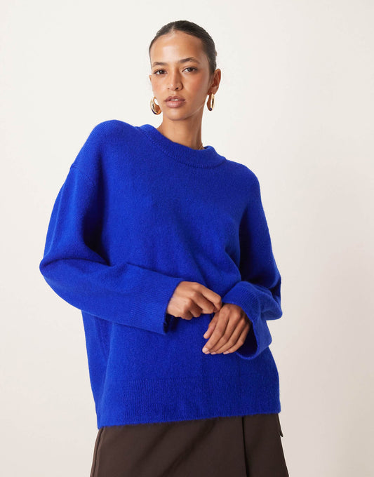 Crew Neck Knitted Fluffy Jumper