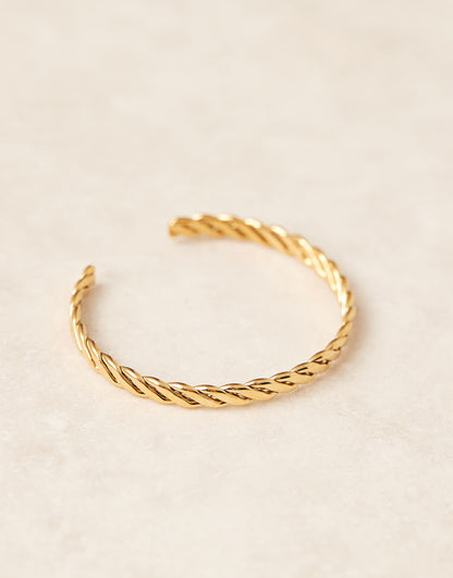 Stainless Steel 18Ct Gold Plated Braided Bangle Cuff Bracelet