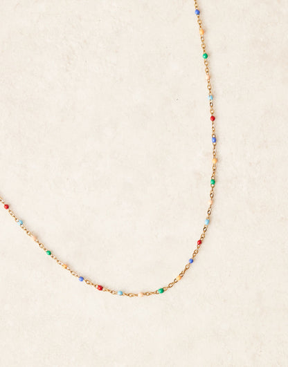 Stainless Steel 18Ct Gold Plated Enamel Rainbow Beaded Choker Necklace