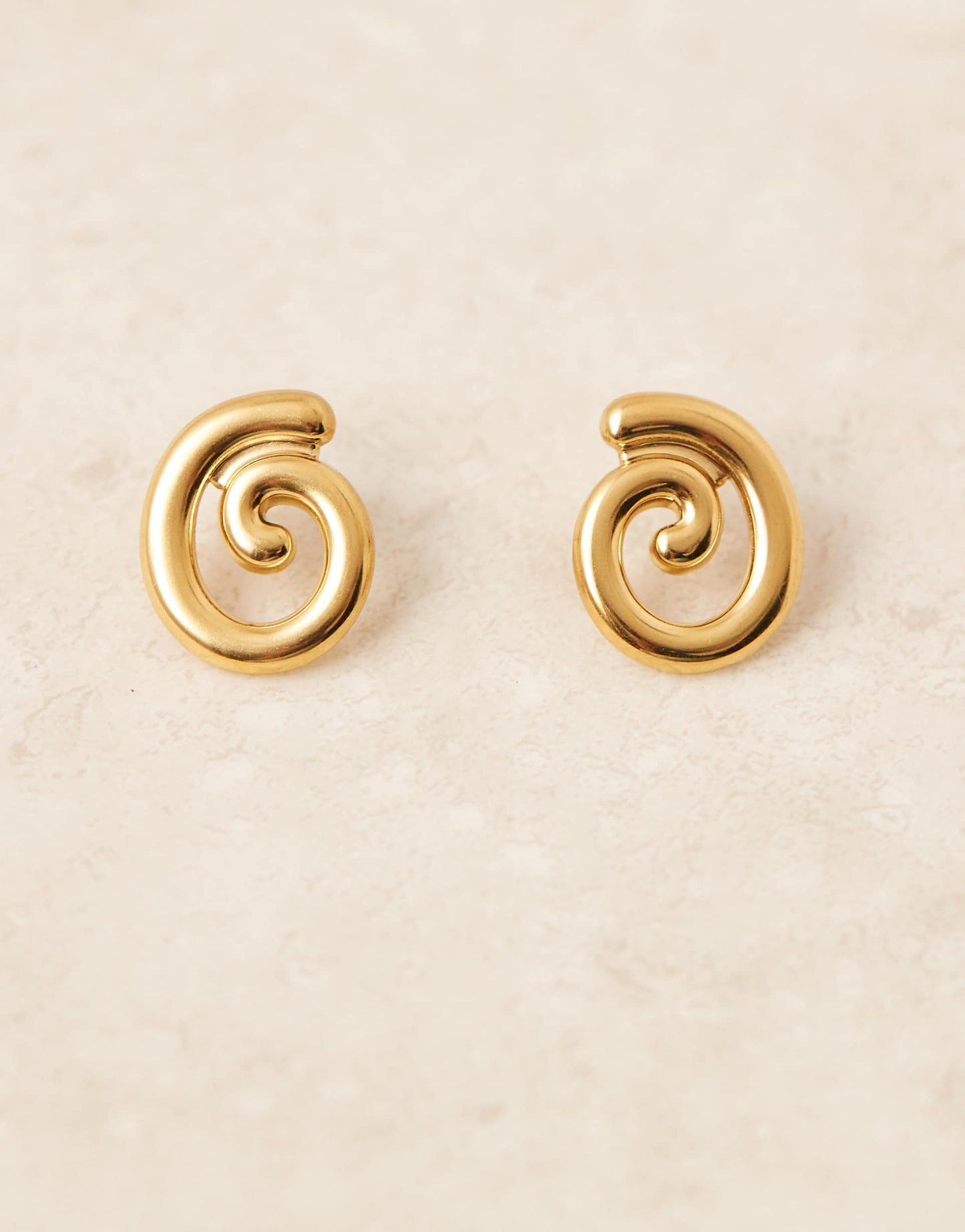 Stainless Steel 18Ct Gold Plated Spiral Stud Earrings