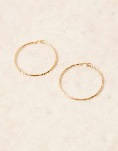 Stainless Steel 18Ct Gold Plated 60Mm Hoop Earrings