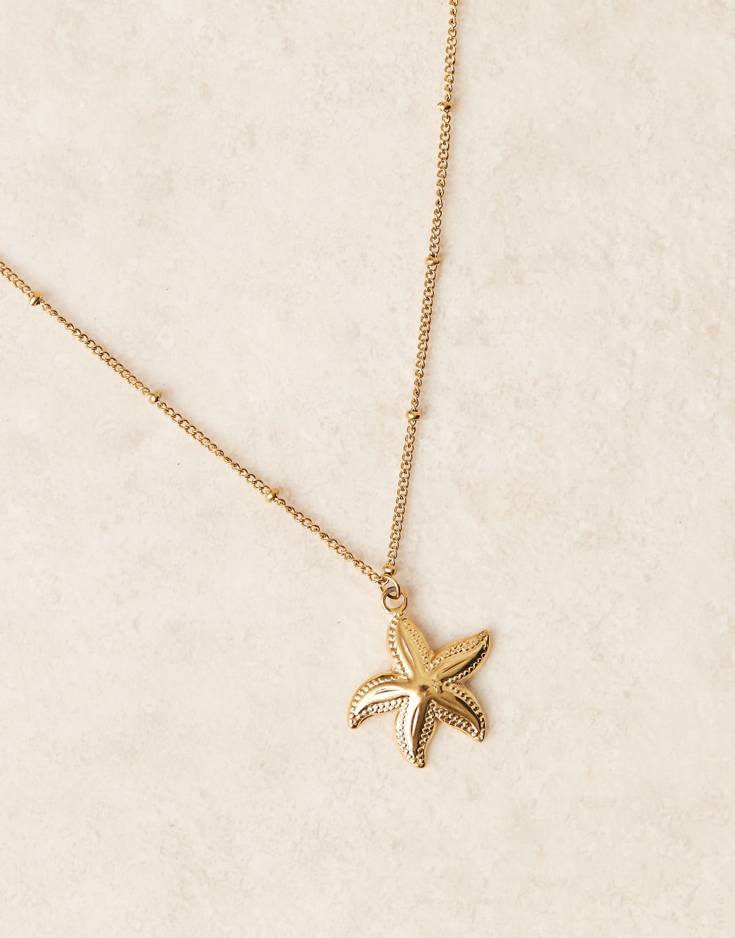 Stainless Steel 18Ct Gold Plated Starfish Pendant Necklace