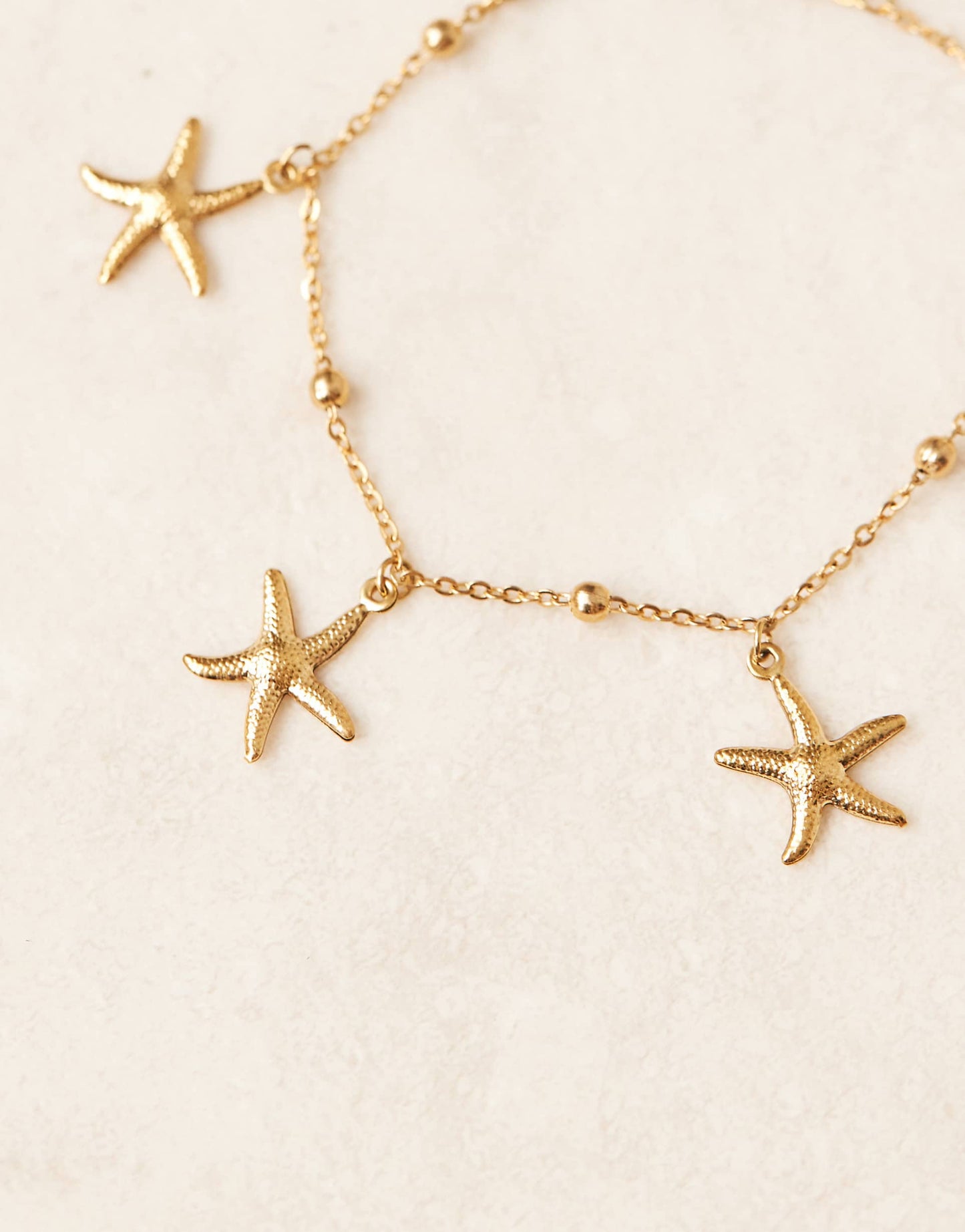Stainless Steel 18Ct Gold Plated Starfish Charm Bracelet