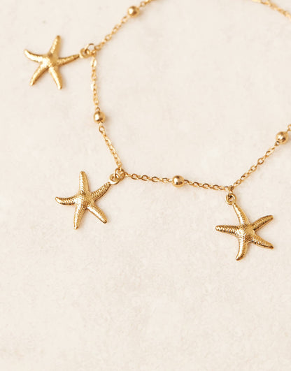 Stainless Steel 18Ct Gold Plated Starfish Charm Bracelet