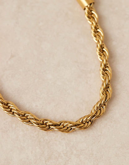 Stainless Steel 18Ct Gold Plated Chunky Rope Chain Bracelet