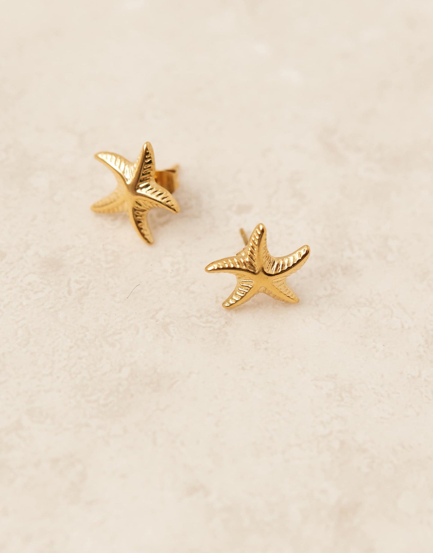 Stainless Steel 18Ct Gold Plated Starfish Stud Earrings