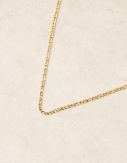 Stainless Steel 18Ct Gold Plated Figaro Chain Necklace