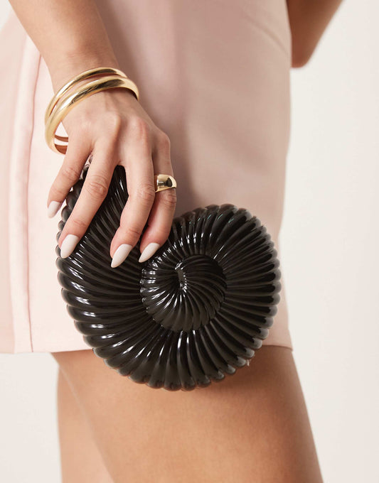 Ammonite Hardcase Clutch Bag With Detatchable Chain Strap