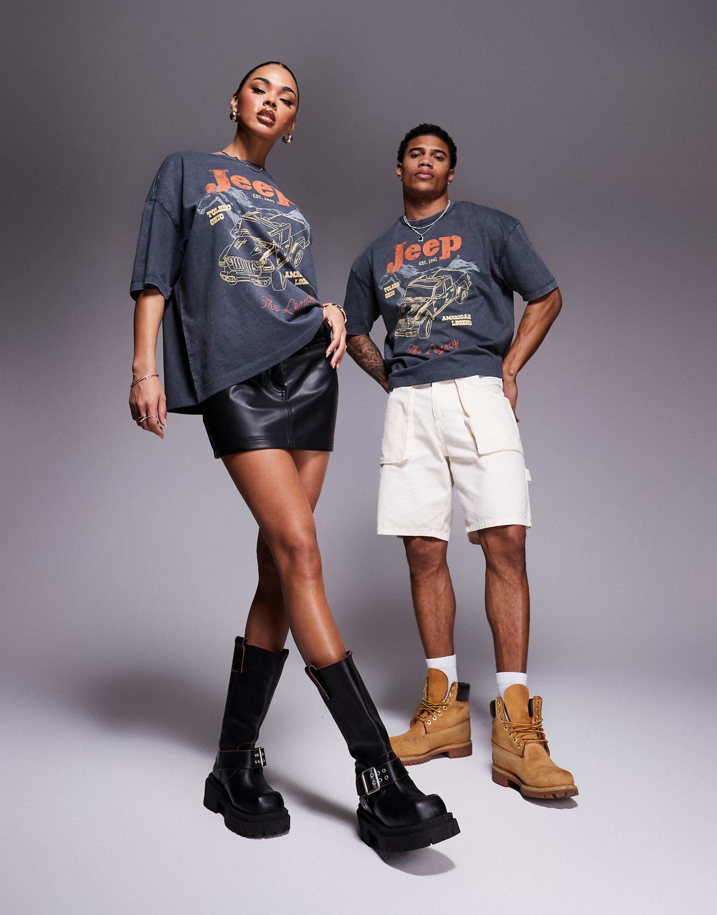 Unisex Boxy Oversized T-Shirt With Jeep Prints