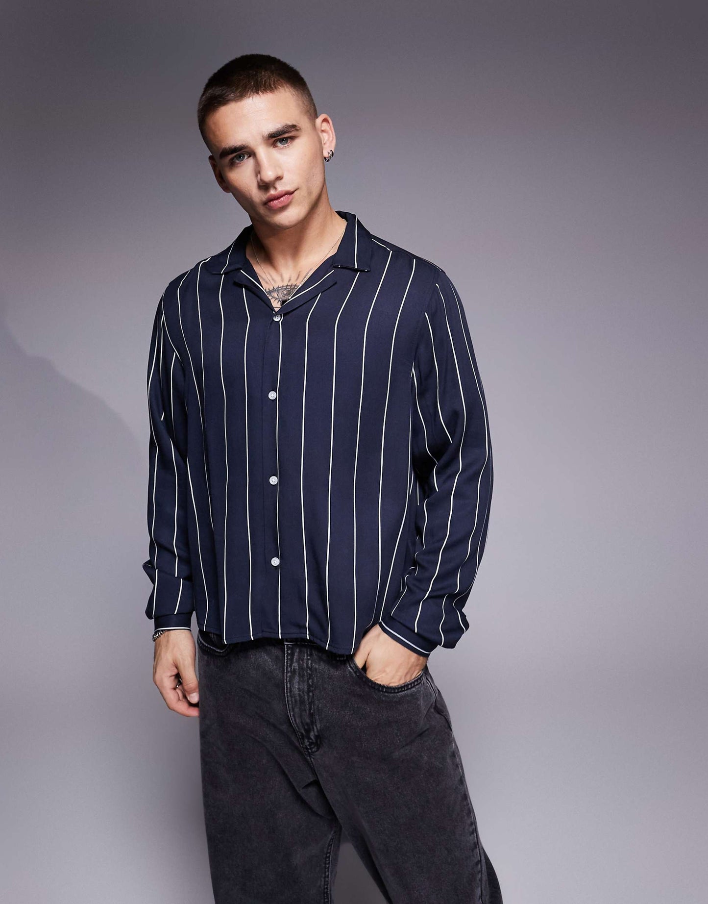 Oversized Boxy Shirt With Stripe