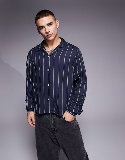 Oversized Boxy Shirt With Stripe