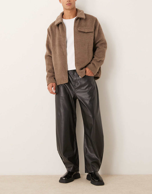 Barrell Fit Faux Leather Trousers