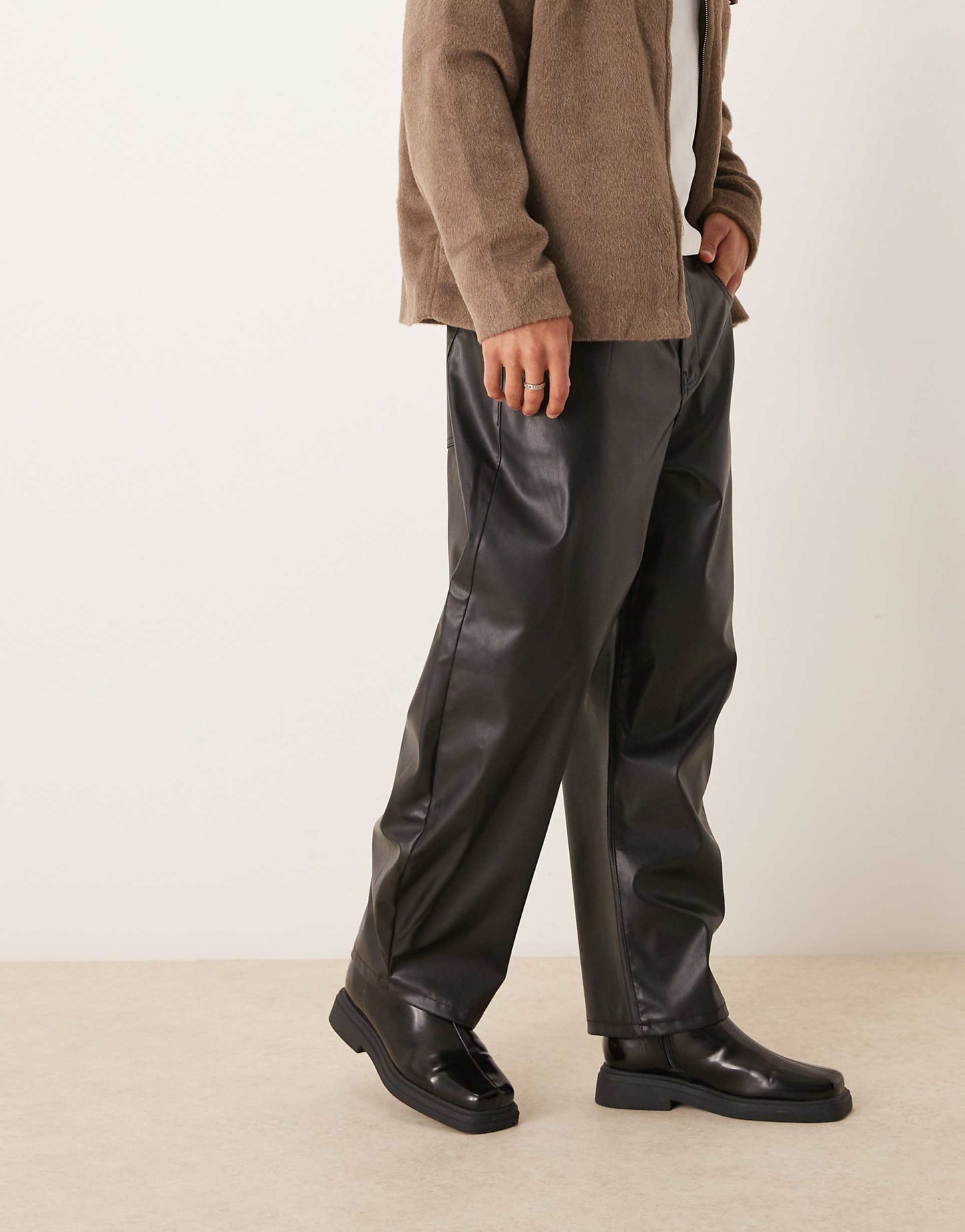 Barrell Fit Faux Leather Trousers