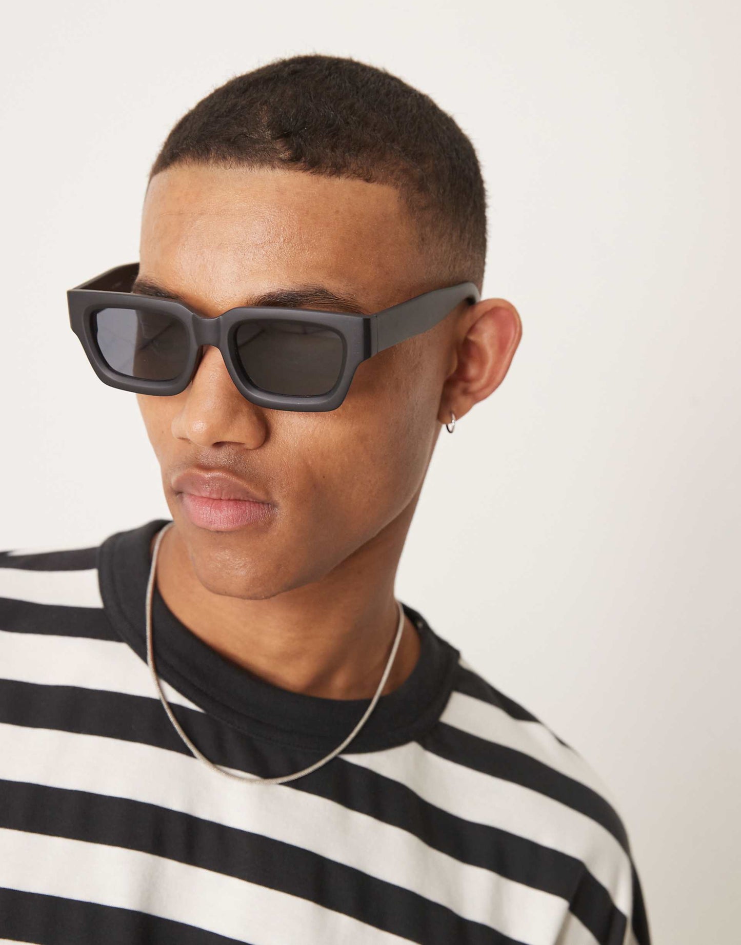 Chunky Square Sunglasses With Black Frame And Smoke Lens