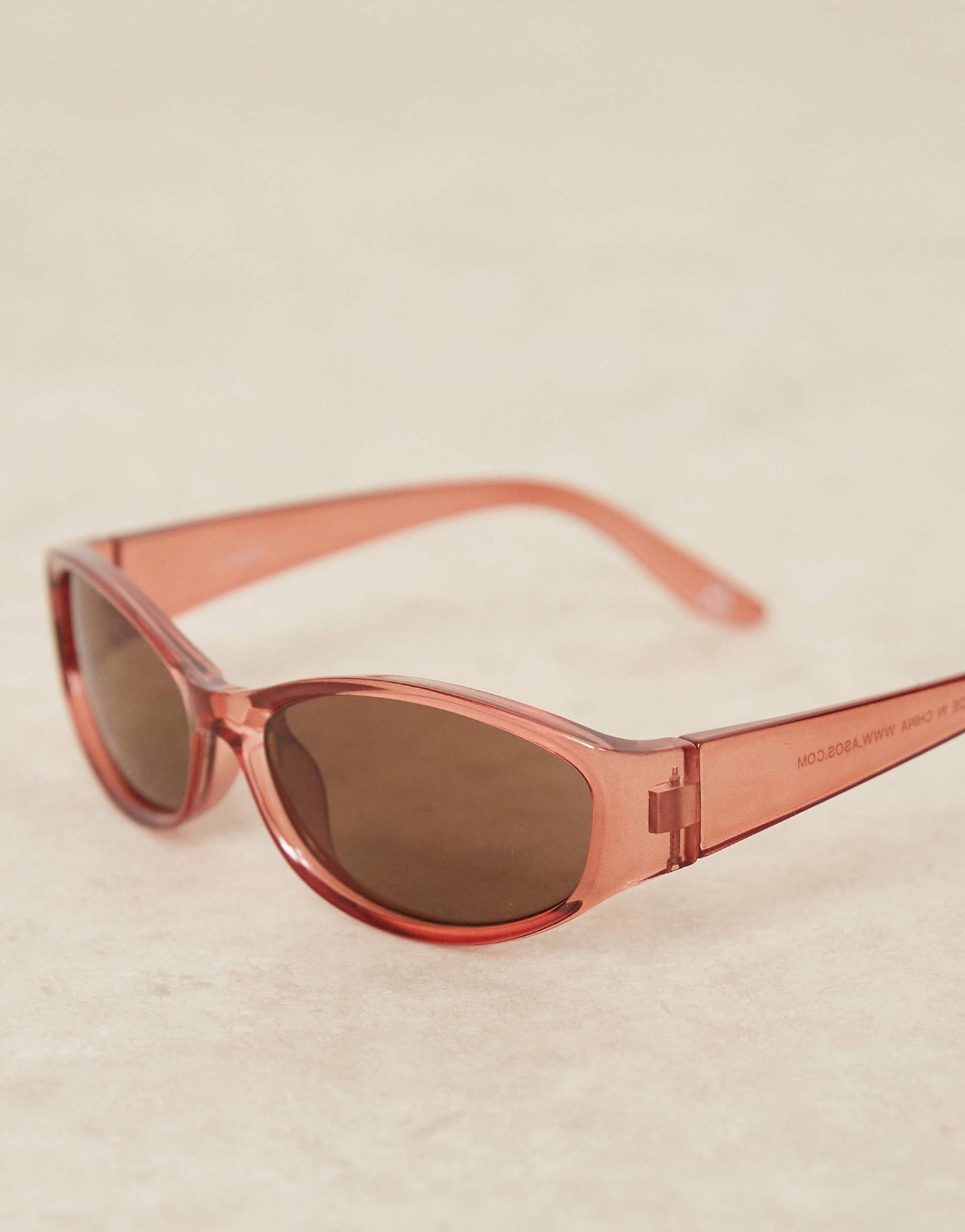 Wrap Sunglasses With Burnt Orange Crystal Frame And Brown Lens