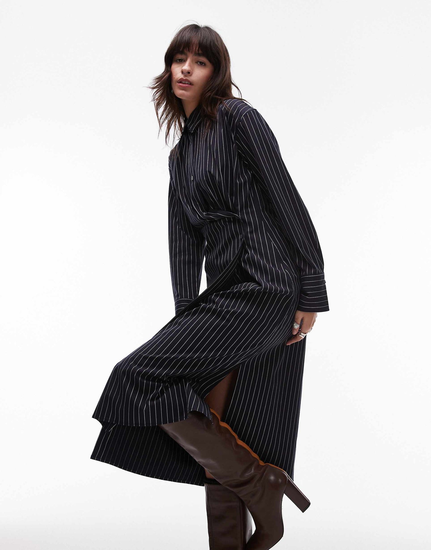 Midaxi Asymmetric Button Front Shirt Dress