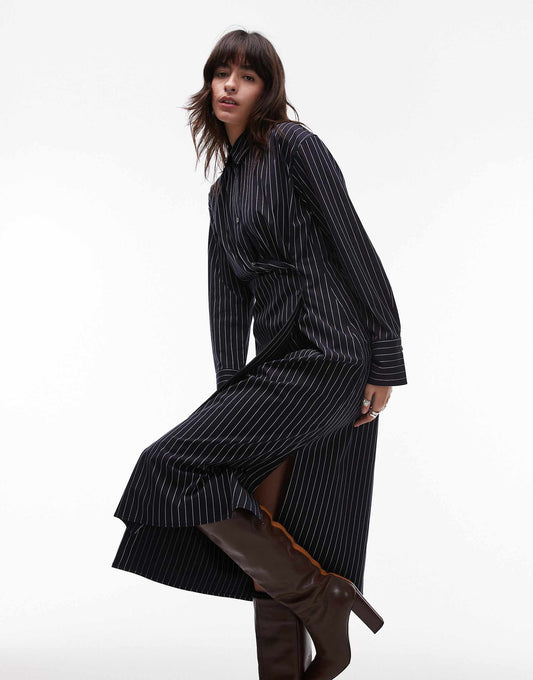 Midaxi Asymmetric Button Front Shirt Dress