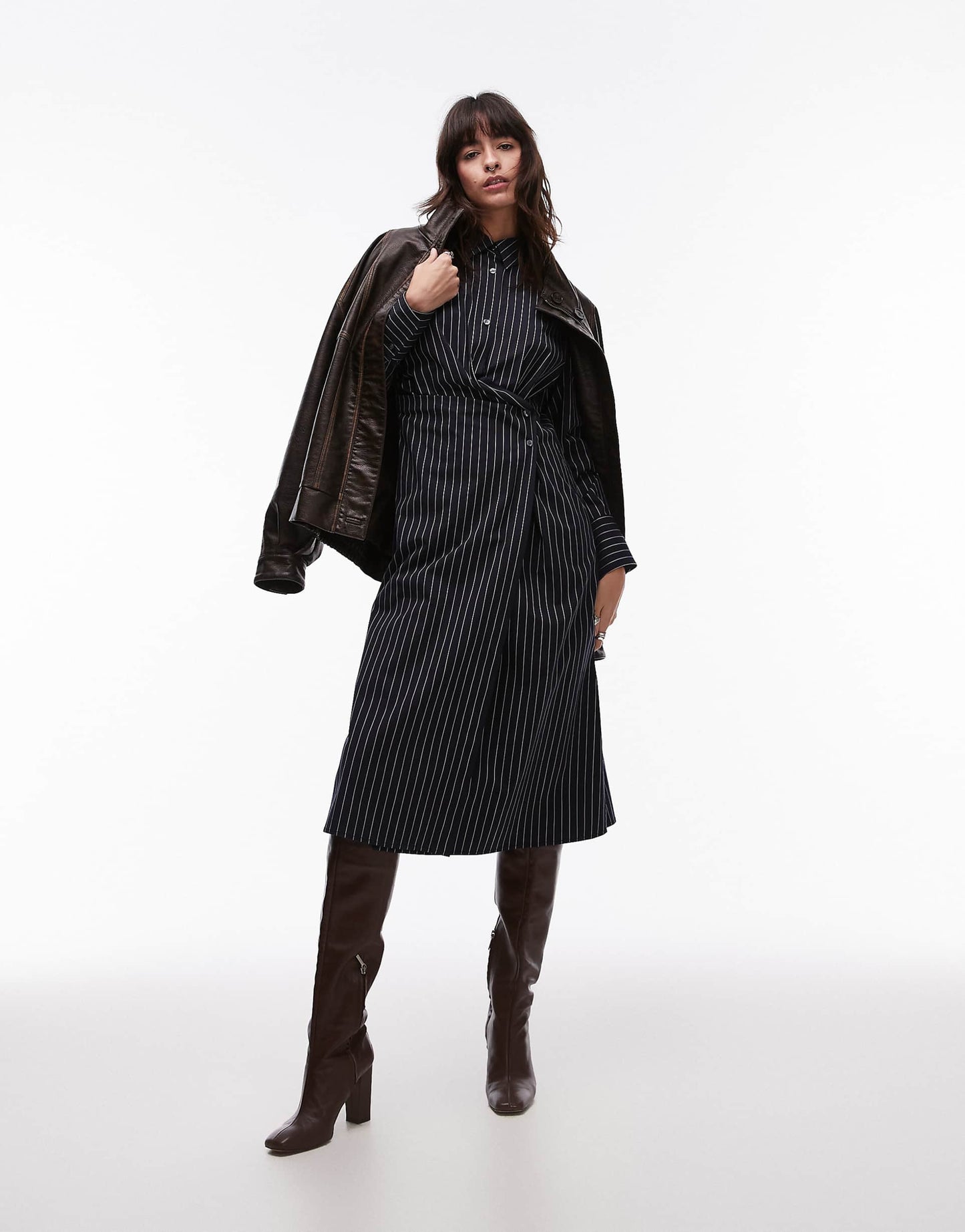 Midaxi Asymmetric Button Front Shirt Dress