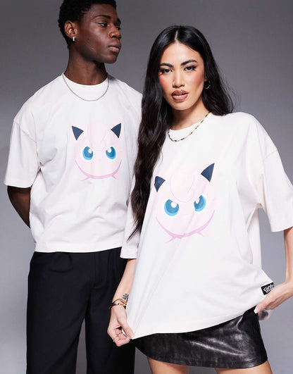 Pokemon Unisex Boxy Oversized T-Shirt With Jigglypuff Print